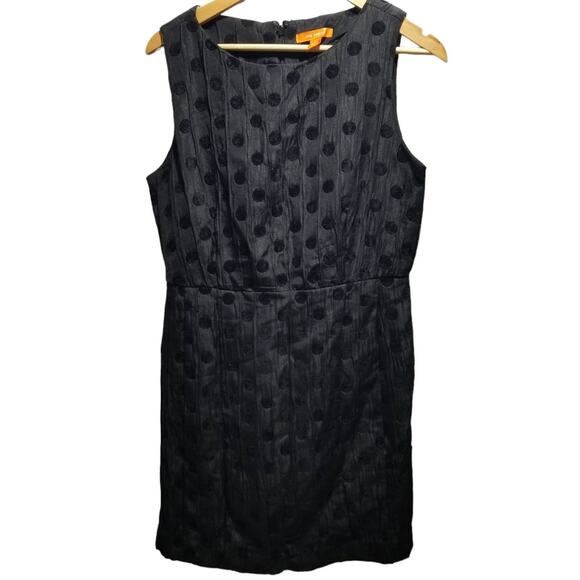 JOE FRESH Dress 4 Black Sleeveless Polka Dot Dress Velvet Sheath - Picture 2 of 11